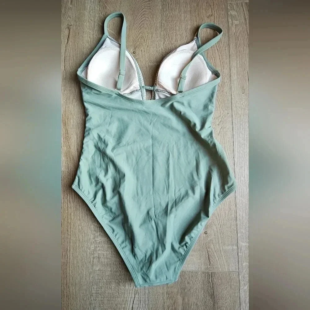 Kona Sol Sage Green One Piece Swimsuit Size Large NWOT